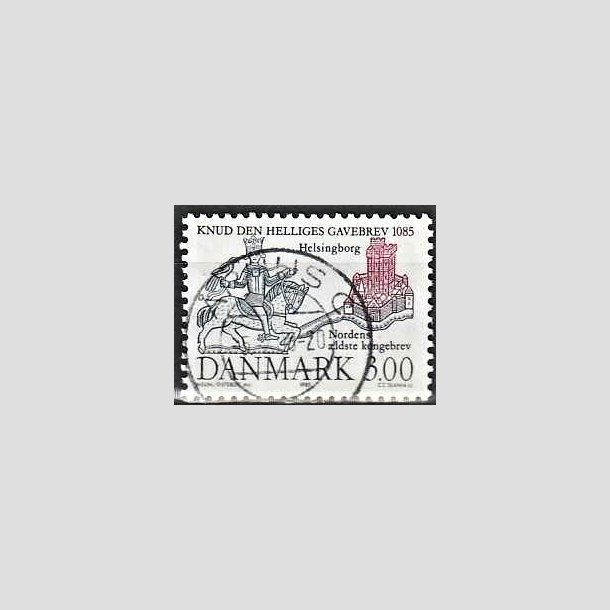 FRIMRKER DANMARK | 1985 - AFA 835 - Domkirken i Lund - 3,00 Kr. mrkbl/lilla - Pragt Stemplet