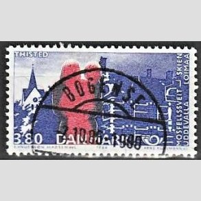 FRIM�RKER DANMARK | 1986 - AFA 860 - Venskabsbyer - 3,80 Kr. r�d/bl� - Pragt Stemplet