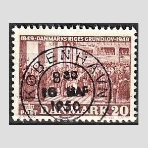 FRIM�RKER DANMARK | 1949 - AFA 315 - Grundloven 100 �r - 20 �re r�dbrun - Lux Stemplet