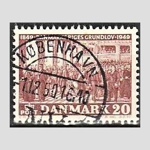 FRIM�RKER DANMARK | 1949 - AFA 315 - Grundloven 100 �r - 20 �re r�dbrun - Lux Stemplet