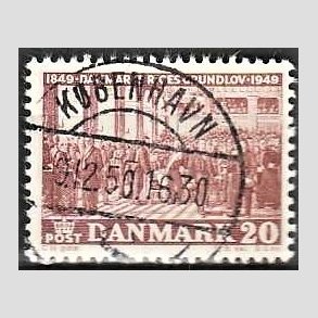 FRIM�RKER DANMARK | 1949 - AFA 315 - Grundloven 100 �r - 20 �re r�dbrun - Lux Stemplet