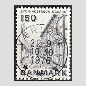 FRIM�RKER DANMARK | 1975 - AFA 593 - Bygningsfredning - 150 �re bl�gr� - Pragt Stemplet
