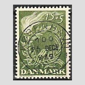 FRIM�RKER DANMARK | 1947 - AFA 299 - Modstandsbev�gelsen - 15 + 5 �re gr�n - Pragt Stemplet