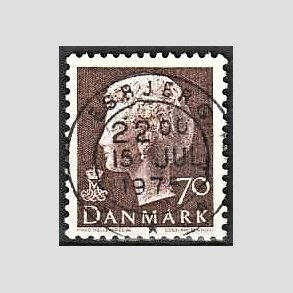 FRIMRKER DANMARK | 1974 - AFA 573 - Dronning Margrethe - 70 re brun - Pragt Stemplet