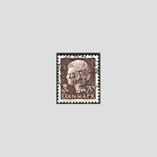 FRIMRKER DANMARK | 1974 - AFA 573 - Dronning Margrethe - 70 re brun - Pragt Stemplet