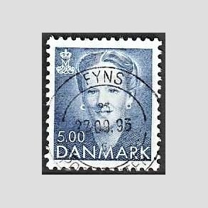 FRIMRKER DANMARK | 1992 - AFA 1019 - Dronning Margrethe - 5,00 Kr. bl - Pragt Stemplet