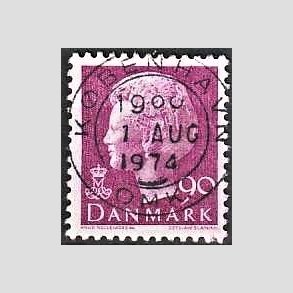 FRIMRKER DANMARK | 1974 - AFA 562 - Dronning Margrethe - 90 re violet - Pragt Stemplet