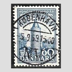 FRIM�RKER DANMARK | 1953-56 - AFA 350 - Kongeriget 1000 �r - 60 �re bl� - Pragt Stemplet K�benhavn