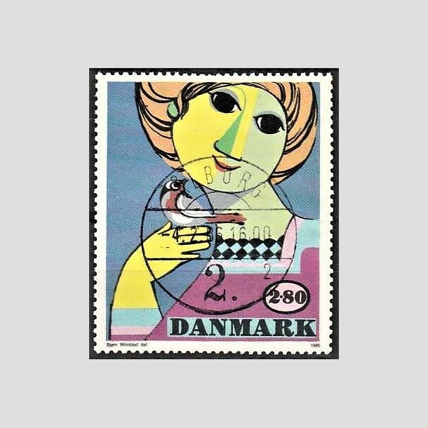 FRIMRKER DANMARK | 1986 - AFA 849 - Bjrn Wiinblad - 2,80 Kr. flerfarvet - Pragt Stemplet lborg