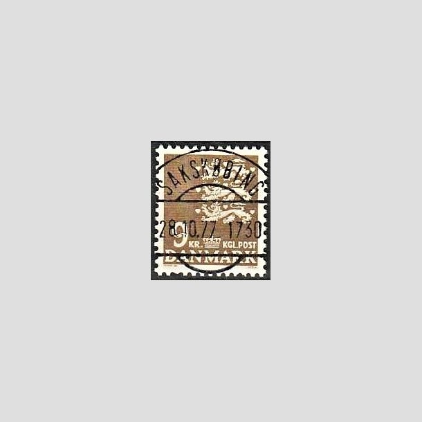 FRIMRKER DANMARK | 1977 - AFA 648 - Rigsvben 9 Kr. olivenbrun - Pragt Stemplet "Pragtmrke"
