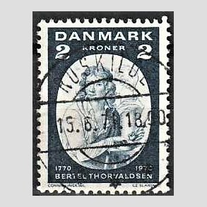 FRIM�RKER DANMARK | 1970 - AFA 508 - Bertel Thorvaldsen - 2 Kr. bl� - Lux Stemplet Roskilde