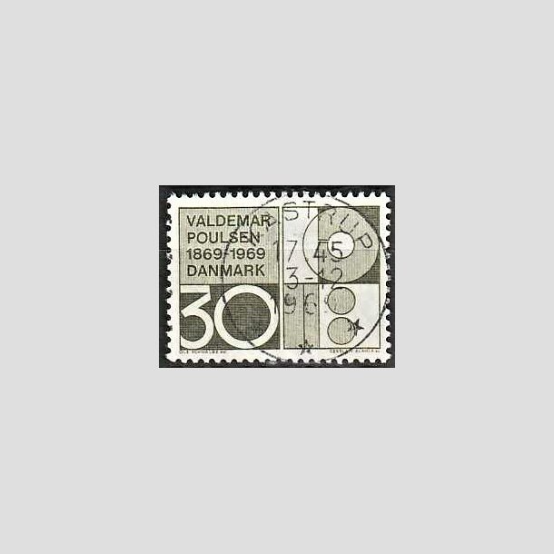 FRIMRKER DANMARK | 1969 - AFA 490 - Valdemar Poulsen - 30 re olivgrn - Pragt Stemplet