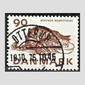 FRIM�RKER DANMARK | 1975 - AFA 605 - Dyrenes Beskyttelse 100 �r. - Pragt Stemplet