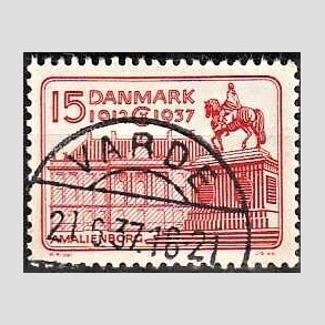 FRIM�RKER DANMARK | 1937 - AFA 241 - Chr. X 25 �re jubil�um 15 �re r�d - Lux Stemplet Varde