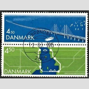 FRIMRKER DANMARK | 2000 - AFA 1254-55 - resundsforbindelsen - 4,50  + 4,50 Kr. i lodret par - Pragt Stemplet