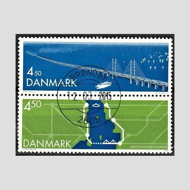 FRIMRKER DANMARK | 2000 - AFA 1254-55 - resundsforbindelsen - 4,50  + 4,50 Kr. i lodret par - Pragt Stemplet