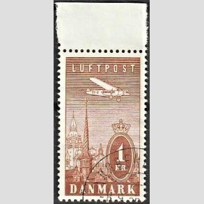 FRIM�RKER DANMARK | 1934 - AFA 220 - Ny Luftpost 1 Kr. brun - Stemplet