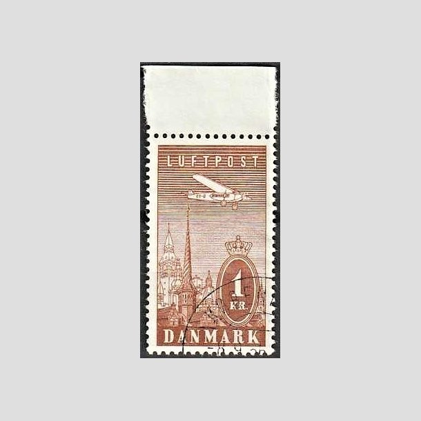 FRIMRKER DANMARK | 1934 - AFA 220 - Ny Luftpost 1 Kr. brun - Stemplet