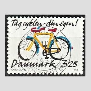 FRIMRKER DANMARK | 1990 - AFA 980 - Cykeltyveri - 3,25 Kr. flerfarvet - Pragt Stemplet