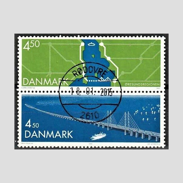 FRIMRKER DANMARK | 2000 - AFA 1255-54 - resundsforbindelsen - 4,50  + 4,50 Kr. i lodret par - Pragt Stemplet