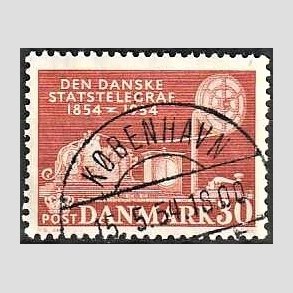 FRIM�RKER DANMARK | 1954 - AFA 356 - Statstelegrafen - 30 �re brunr�d - Pragt Stemplet