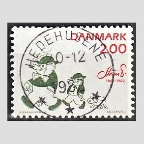 FRIM�RKER DANMARK | 1982 - AFA 762 - Storm P. - 2,00 Kr. r�d/gr�n - Pragt Stemplet