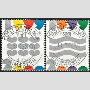 FRIM�RKER DANMARK | 1999 - AFA 1232,1233 - Millennium-frim�rker - 4,00 + 4,00 Kr. i s�t - Pragt Stemplet
