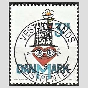 FRIM�RKER DANMARK | 1994 - AFA 1083 - H�jskolebev�gelsen 150 �r - 3,75 Kr. flerfarvet - Pragt Stemplet