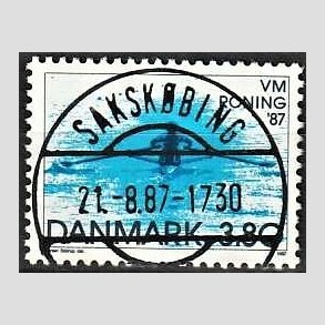FRIM�RKER DANMARK | 1987 - AFA 887 - WM i roning - 3,80 Kr. bl� - Pragt Stemplet 