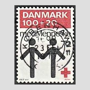FRIMRKER DANMARK | 1976 - AFA 611 - Dansk Rde Kors 100 r. - 100 + 20 re rd/sort - Lux Stemplet Kbenhavn