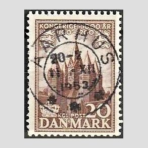 FRIM�RKER DANMARK | 1953-56 - AFA 348 - Kongeriget 1000 �r - 20 �re brun - Pragt Stemplet