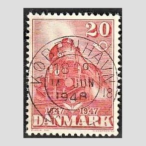 FRIMRKER DANMARK | 1947 - AFA 303 - Danske jernbane 100 r - 20 re rd - Lux Stemplet Kbenhavn