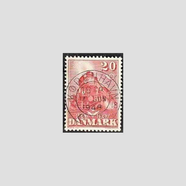 FRIMRKER DANMARK | 1947 - AFA 303 - Danske jernbane 100 r - 20 re rd - Lux Stemplet Kbenhavn