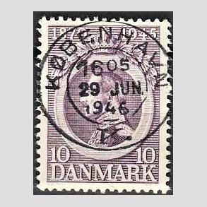 FRIM�RKER DANMARK | 1945 - AFA 290 - Chr. X 75 �r 10 �re violet - Pragt Stemplet 