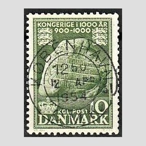 FRIM�RKER DANMARK | 1953-56 - AFA 346 - Kongeriget 1000 �r - 10 �re gr�n - Pragt Stemplet