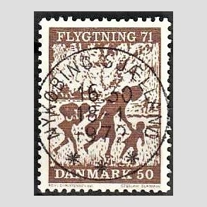 FRIM�RKER DANMARK | 1971 - AFA 510 - Flygtning 71 - 50 �re brun - Pragt Stemplet