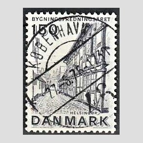 FRIM�RKER DANMARK | 1975 - AFA 593 - Bygningsfredning - 150 �re bl�gr� - Pragt Stemplet