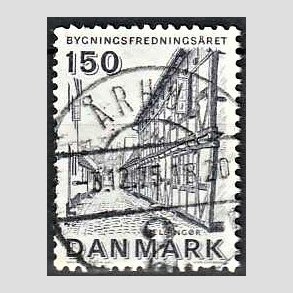 FRIM�RKER DANMARK | 1975 - AFA 593 - Bygningsfredning - 150 �re bl�gr� - Pragt Stemplet
