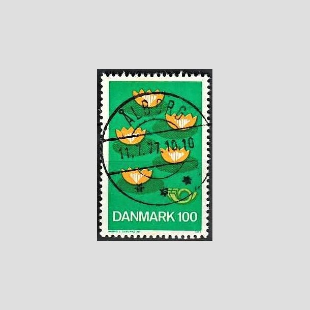 FRIMRKER DANMARK | 1977 - AFA 631 - Fllesnordisk udgave - 100 re grn/gul/mrk - Pragt Stemplet