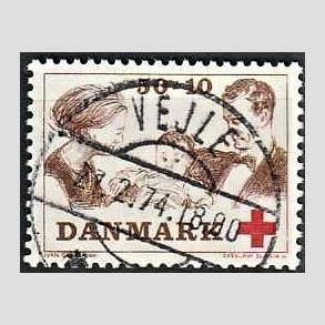 FRIMRKER DANMARK | 1969 - AFA 491 - Dans Rde Kors tillgsvrdi - 50 + 10 re brun/rd - Pragt Stemplet Vejle