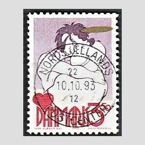 FRIM�RKER DANMARK | 1992 - AFA 1028 - Danske tegneseriefigurer - 3,50 Kr. r�d/gul - Pragt Stemplet