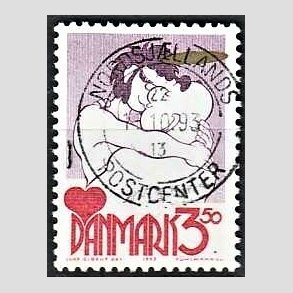 FRIM�RKER DANMARK | 1992 - AFA 1028 - Danske tegneseriefigurer - 3,50 Kr. r�d/gul - Pragt Stemplet