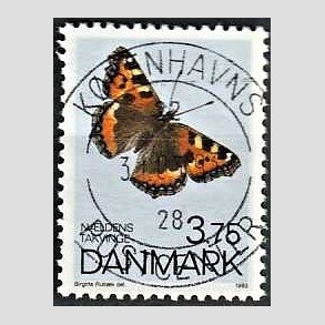 FRIM�RKER DANMARK | 1993 - AFA 1037 - Sommerfugle - 3,75 Kr. flerfarvet - Pragt Stemplet