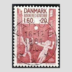 FRIMRKER DANMARK | 1981 - AFA 718 - Brnenes Kontor - 1,60 Kr. + 20 re rd - Pragt Stemplet