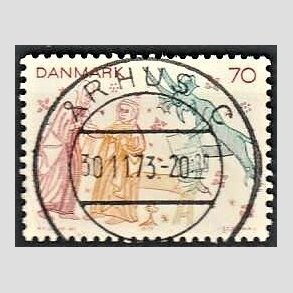 FRIM�RKER DANMARK | 1973 - AFA 552 - Kalkmalerier - 70 �re flerfarvet - Pragt Stemplet