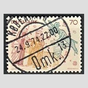 FRIM�RKER DANMARK | 1973 - AFA 552 - Kalkmalerier - 70 �re flerfarvet - Pragt Stemplet