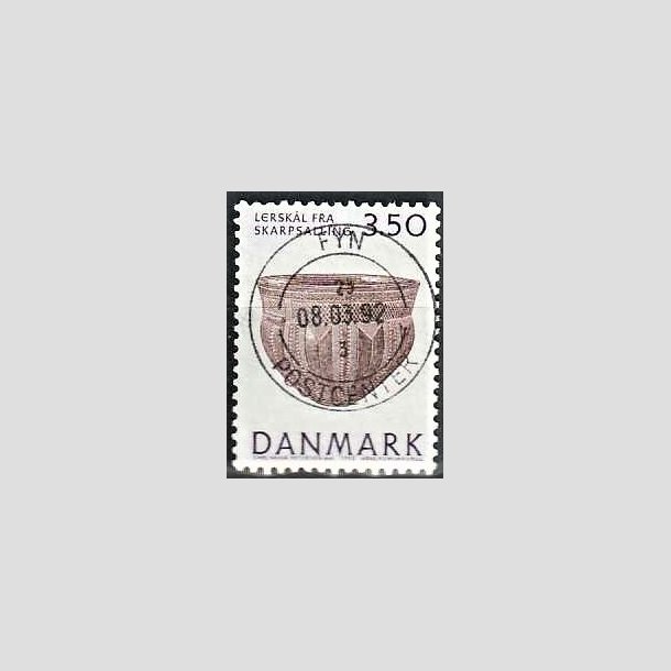 FRIMRKER DANMARK | 1992 - AFA 1007 - Nationalmuseets samlinger - 3,50 Kr. lilla/brun - Pragt Stemplet