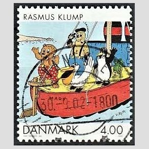 FRIMRKER DANMARK | 2002 - AFA 1307 - Danske tegneserier - 4,00 Kr. Rasmus Klump - Pragt Stemplet Vanlse