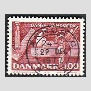 FRIM�RKER DANMARK | 1977 - AFA 642 - Dansk h�ndv�rk - 1,00 Kr. r�d - Pragt Stemplet