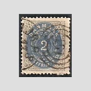 FRIMRKER DANMARK | 1871-74 - AFA 16 - 2 Skilling gr/bl - Stemplet